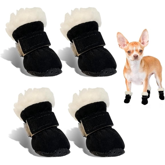 Winter Dog Boots Waterproof Non-Slip 4-Pack for Small Dogs