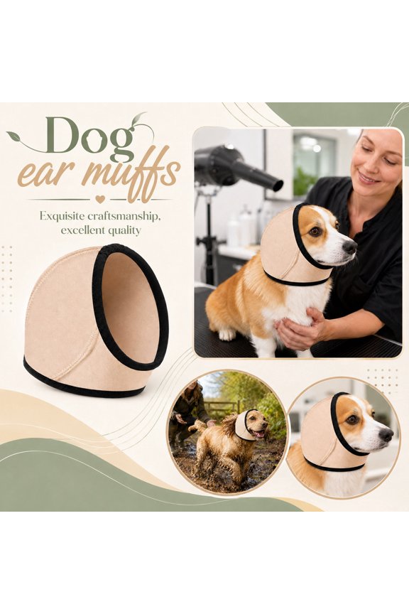 Winter Dog Ear Muffs Noise Reducing Water Resistant Dog Head Cover for Swimming and Cold Weather One Piece Beige Pet Ear Protection for Small Medium Dogs