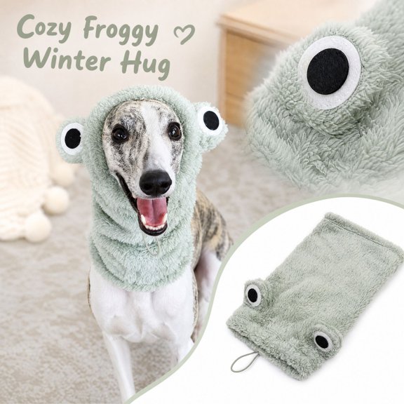 Winter Dog Hat Ear Muffs, Soft Plush Pet Neck Warmer Hood with Cute Cartoon Ears for Cold Weather, Halloween Cosplay and Daily Wear for Small Medium Dogs and Cats