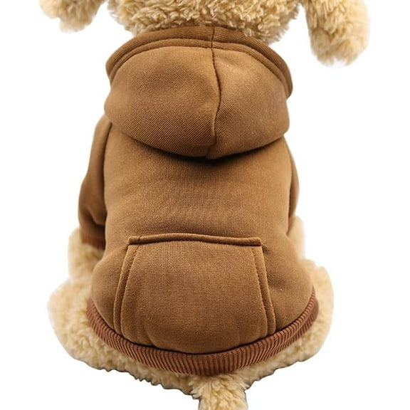 Winter Dog Hoodie Sweatshirts with Pockets Warm Dog Clothes for Small Dogs Chihuahua Coat Clothing Puppy Cat Custume (Large, Coffee)