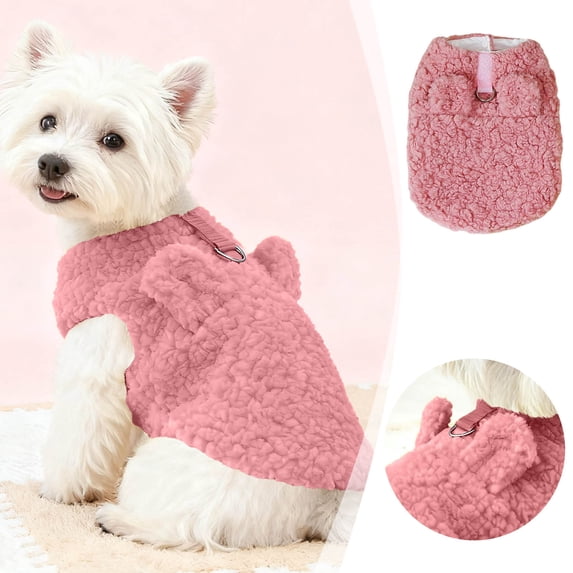 Winter Dog Jacket for Small Dogs Warm Sherpa Lined Sweater Coat with Durable Leash Ring Windproof Puppy Vest for Chihuahua Yorkie Ideal Outdoor Walking Apparel Gift for Pet Lovers,Pink XS