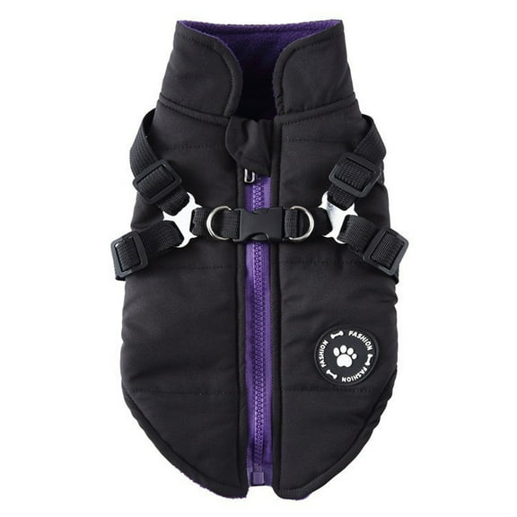Winter Dog No-Pull Vest - Warm Fleece-Lined Back Zipper Vest for Small Medium Dogs - Reflective & Adjustable Cold Weather Gear for Outdoor Walks & Training