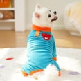 thumbnail image 1 of Winter Dog Pajamas, Super Soft Sherpa Lined Bodysuit with Harness Access, Snug and Warm for Small Breeds Like Chihuahuas on Winter Walks. Blue M, 1 of 5