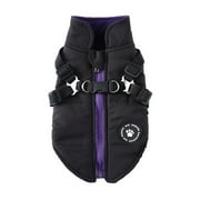 Winter Dog Vest With Integrated No Pull Harness, Waterproof Windproof Warm Fleece Lining, Back Zipper Closure For Small Medium Dogs Multiple Sizes