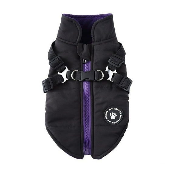 Winter Dog Vest With Integrated No Pull Harness, Waterproof Windproof Warm Fleece Lining, Zipper Closure For Small Medium Dogs