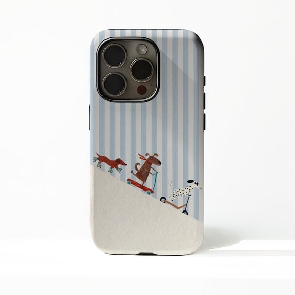 Winter Dogs Striped Tough Case for Apple iPhone, Dual-Layer Polycarbonate TPU Protective Phone Cover