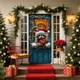 thumbnail image 1 of Winter Door Hanging Banner Christmas Santa Claus Raccoon Door Decoration Festive Holiday Wall Art with Snowy Winter Scene Christmas Front Door Decoration and Holiday Xmas Background 71 x 35in, 1 of 6
