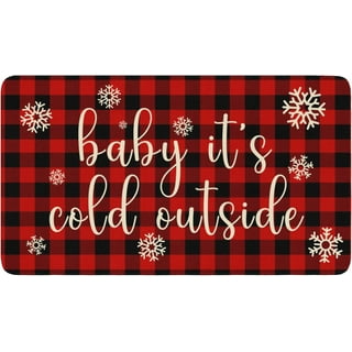 Baby It's Cold Outside Collection Script 28 x 18 Coir Doormat - Blue