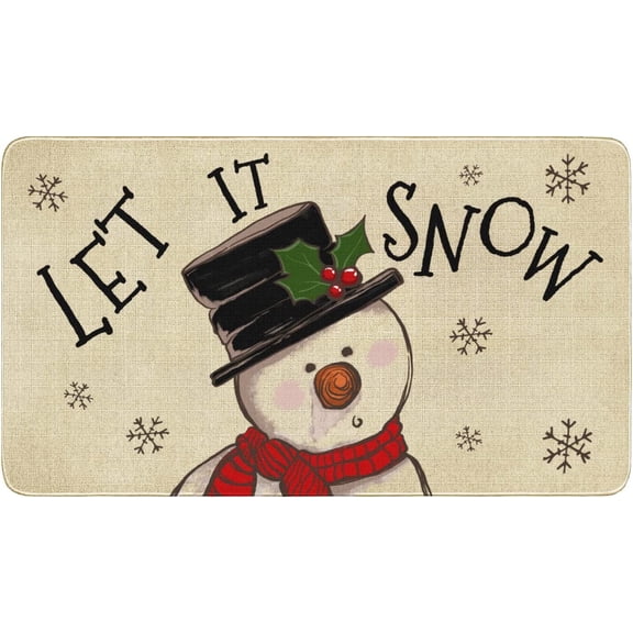Winter Door Mat Outdoor for Front Door Decorations , Snowman in Snow with Snowflakes Doormat,Winter Christmas Holiday Welcome Floor Mat Rug Entryway for Porch Farmhouse Decor, 30" x 17"