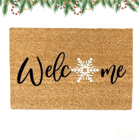 Christmas Doormat 24x16 Non-Slip Mat - Winter Snowflake Welcome Mat for Front Door, Outside Entrance Porch, Indoor Entry & Holiday Decor