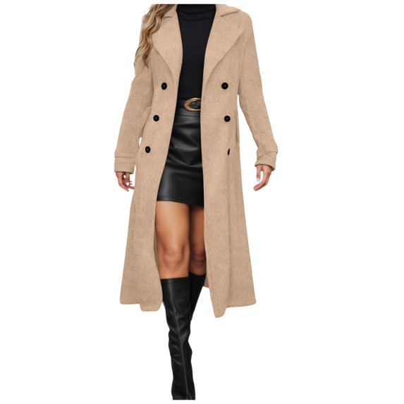 Winter Double Elegant Anorak Coat Warm Long Sleeve Overcoat Classic Outerwear For Women Cold Weather Fashion