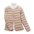 thumbnail image 1 of Winter Down Coat Thickened Padded Round Neck Pockets Button Down Windproof Long Sleeves Heat Retention Warm Daily Cold Weather Outwear Cotton Jacket, 1 of 8