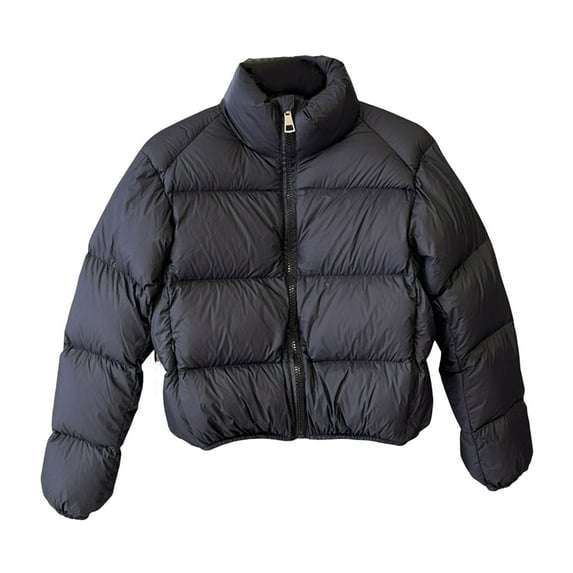 Winter Down Coat Thickened Padded Stand Collar Neck Protection Zipper Pockets Zip-up Windproof Heat Retention Daily Cold Weather Outwear Cotton Jack
