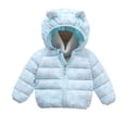 thumbnail image 1 of Winter Down Coats For Kids Baby Girls Light Jacket Cute Cartoon Bear Hoods Outerwear Blue 130(5 Years-6 Years), 1 of 4