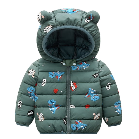 Winter Down Coats for Baby Boys Girls Light Puffer Jacket Bear Hoods Warm Padded Jacket Dinosaur Windproof Outerwear