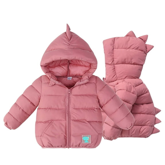 Winter Down Coats for Baby Boys Girls Lightweight Puffer Thermal Jacke Water-Resistant Windproof Infant Dinosaur Hooded Outerwear