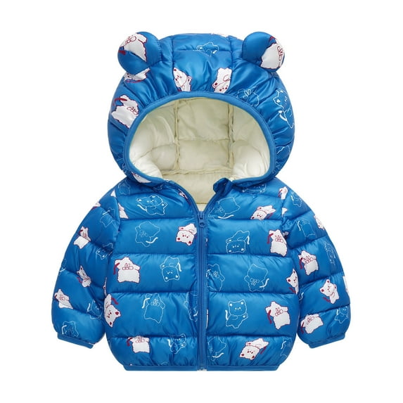 Winter Down Coats for Kids Baby Boys Girls Light Padded Jacket Bear Hoods Outerwear