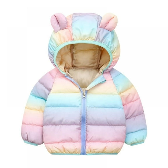 Winter Down Coats for Kids Baby Boys Girls Light Puffer Padded Jacket Bear Hoods Infant Outerwear