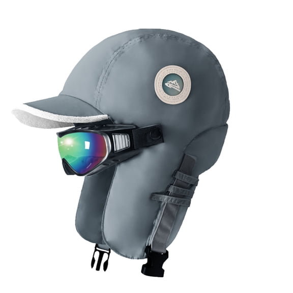 Winter Down Hats for Women Men Lightweight Windproof Ear Flap Trapper Cap with Goggles Outdoor Warm Ski Hat