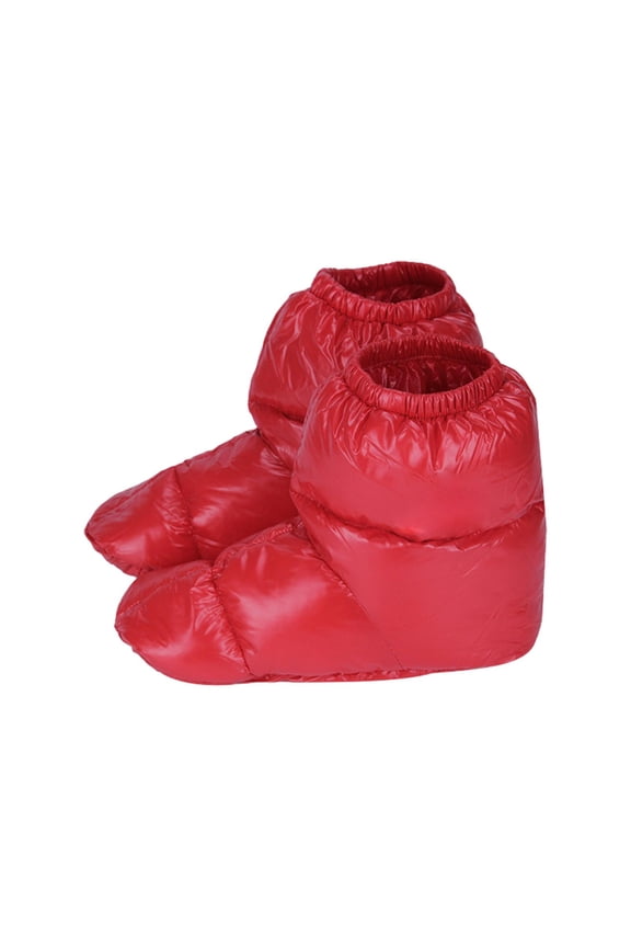 Winter Down Slippers, Snow Boots Warm Bootie Shoes, Windproof Camp Tent Feet Cover Socks Footwear for Fishing Bedroom Hiking Red