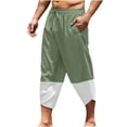 thumbnail image 1 of Winter Drawstring Harem Pants for Men Plus Size Color Patchwork Lounge Trousers Cotton Linen Loose Carpri Pant with Pockets, 1 of 5