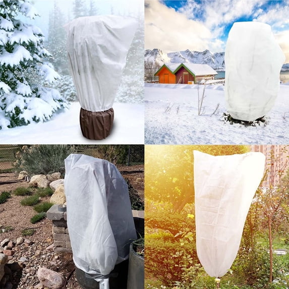 Winter Drawstring Plant Covers,23.6"W X 31.5"H Warm Plant Protection Cover Bags, Frost Cloth Blanket Protecting Fruit Tree Potted Plants from Freezing Animals Eating