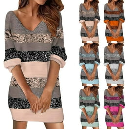 Casual Striped Patchwork Turtleneck Long Sleeve Dresses Casual Striped Patchwork Turtleneck Long Sleeve Dresses