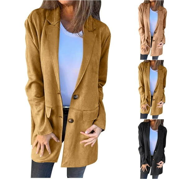 Winter Dresses for Women 2025 Cardigan Sweaters for Women Winter Solid Color Button Deer Skin Velvet Coat Flip Collar Jacket Coat Long Sleeve Top