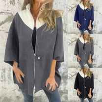 Winter Dresses for Women 2025 Fall Outfits for Women 2025 Winter Loose Casual Color Matching Jacket Zipper Stand Collar Woolen Top