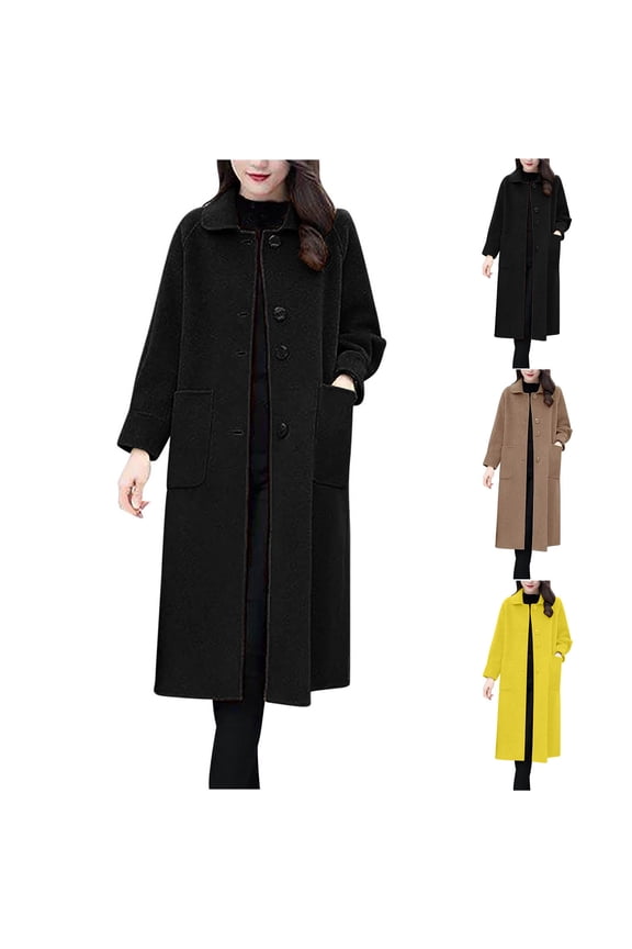 Winter Dresses for Women 2025 Womens Fall Fashion 2025 Solid Color Fashionable Medium Long Woolen Loose Coat Jacket