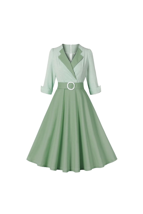 Winter Dresses for Women Stylish Work Dress Half Sleeve 50S Vintage Dresses V Neck Wedding Guest Formal Dress