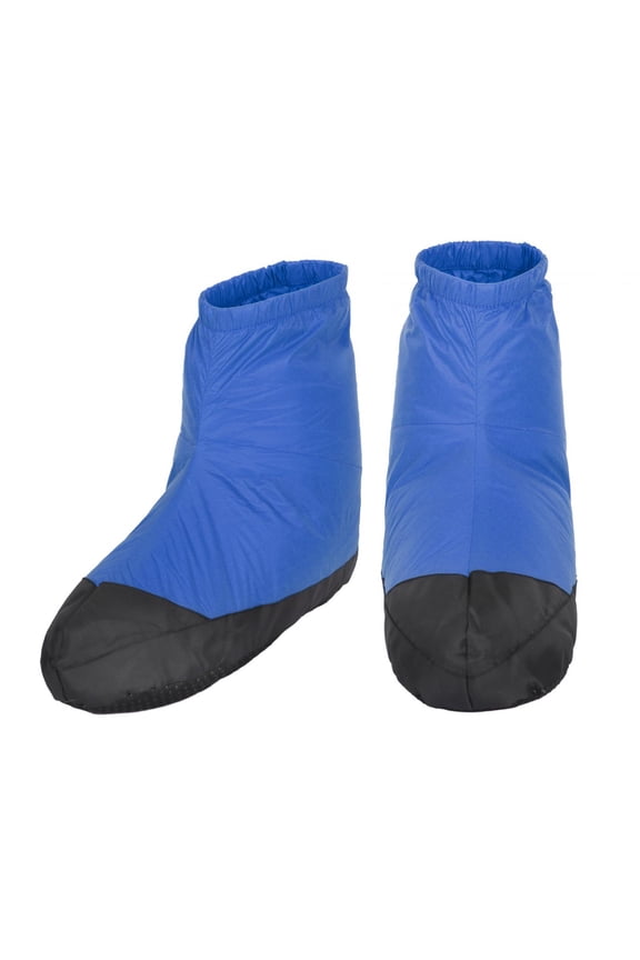 Winter Duck Down Booties Down Slippers Sleeping Sock Thermal Footwear Soft Warm Socks Down Boots for Camping Bed Cycling Blue Color L