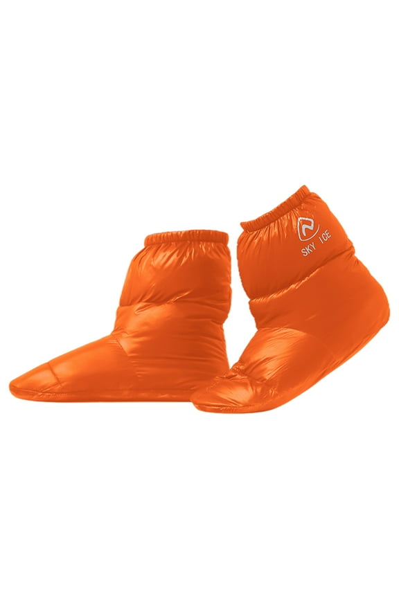 Winter Duck Down Slippers Outdoor Camp Tent Booties Waterproof Socks Orange M