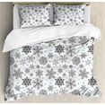 thumbnail image 1 of Winter Duvet Cover Merry Xmas Theme Delicate Snowflakes Cold Freezing Weather Vintage Holiday Patter, 1 of 5