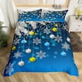 thumbnail image 1 of Winter Duvet Cover Merry Xmas Theme Delicate Snowflakes Cold Freezing Weather Vintage Holiday Patter, 1 of 5