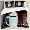 thumbnail image 1 of Winter Duvet Cover Set, Cozy Scene of a Cup of Hot Cocoa for Christmas with Whipped Cream on Top, Decorative 3 Piece Bedding Set with 2 Pillow Shams, Calking Size, Brown and Multicolor, by Ambesonne, 1 of 1