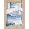 thumbnail image 1 of Ambesonne Winter Duvet Cover Sets, Idyllic Snow Mountain, 2-Twin, Pale Blue White, 1 of 3