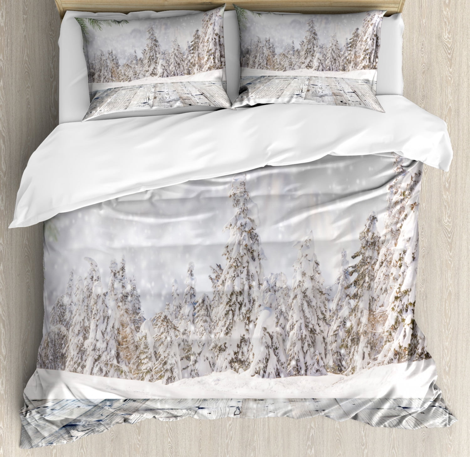 King Size Winter Forest Microfiber Duvet Cover Set