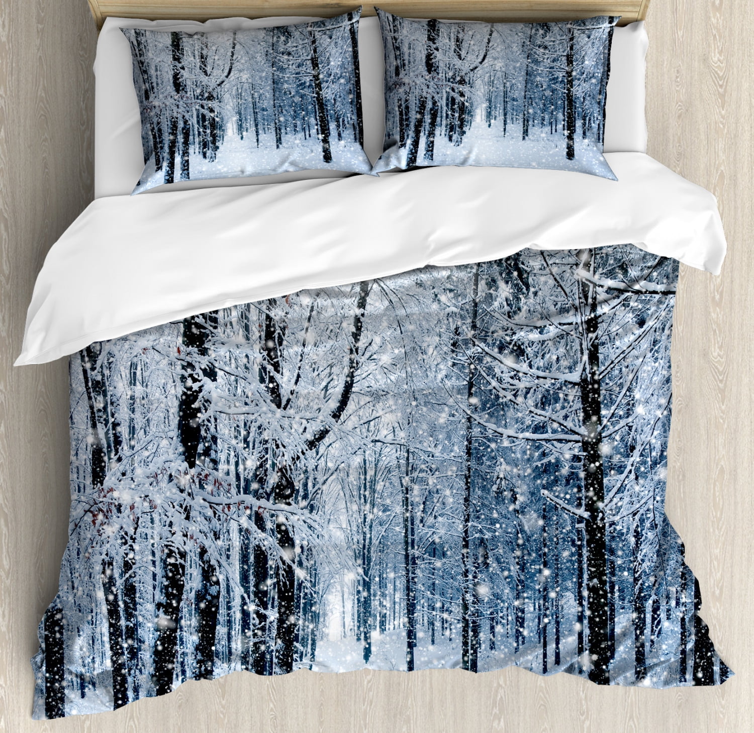 King Size Winter Forest Microfiber Duvet Cover Set