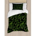thumbnail image 1 of Winter Duvet Cover Set Twin Size, Vivid Fir Pine Branches Trees Coniferous Trees Evergreen Nature Forest, Decorative 2 Piece Bedding Set with 1 Pillow Sham, Green Dark Green Caramel, by Ambesonne, 1 of 3
