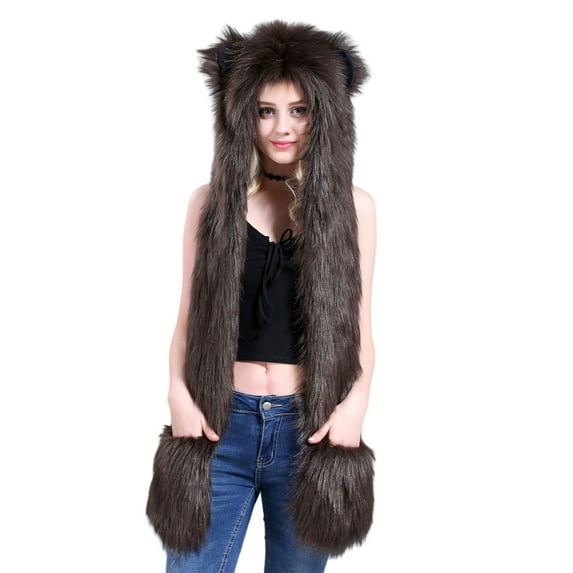 Winter Ear Flap Hat for Parents-Kids Lovely Cartoon Trapper Hat Windproof Scarf Hat Outdoor Skiing Hiking Warm Ushanka