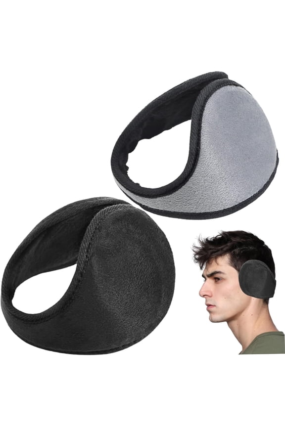 Winter Ear Muffs 2Pcs Fluffy Foldable Behind the Head Ear Warmers Adjustable Covers for Running Skiing Cold Weather Outdoor Activities Protection