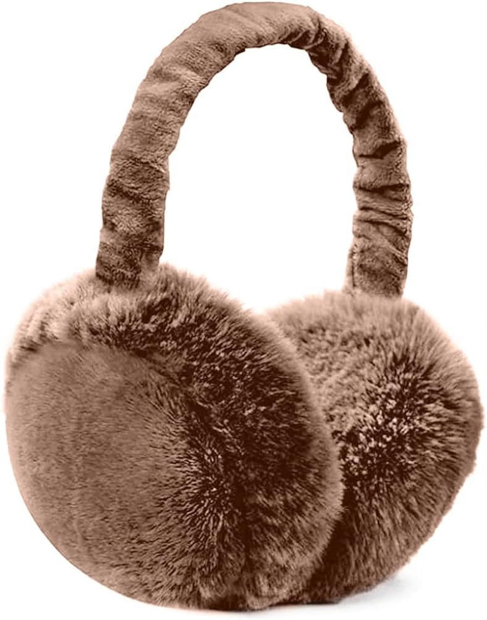 Winter Ear Muffs Foldable Plush Ear Warmers (Brown, Medium)
