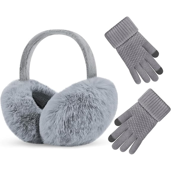 Winter Ear Muffs Gloves for Women Cute Foldable White Earmuffs Adjustable Ear Warmers Faux Fur Ear Covers Headband