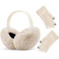 thumbnail image 1 of Winter Ear Muffs Gloves for Women Cute Foldable White Earmuffs Adjustable Ear Warmers Faux Fur Ear Covers Headband, 1 of 6