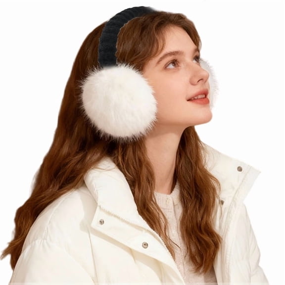 Winter Ear Muffs for Women Foldable Faux Fur Ear Warmers Fluffy Cold Outdoor Soft Earmuffs Covers