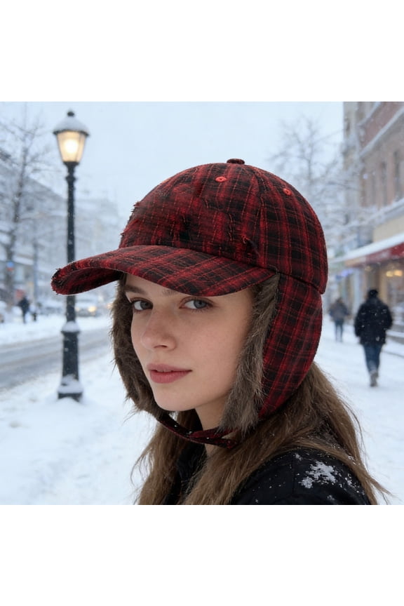 Winter Ear Protection Hat | Warm Fleece-Lined Trapper Cap – Thickened Ear Flap, Adjustable 56-58cm, Lightweight Polyester, Windproof, Black/Red/Gray/Khaki, Outdoor Cold Weather