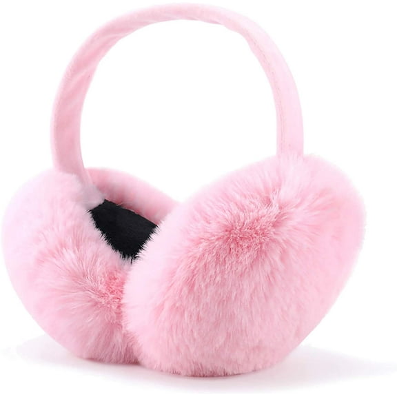 Winter Ear muffs Faux Fur Warm Earmuffs Cute Foldable Outdoor Ear Warmers For Women Girls,Pink-1