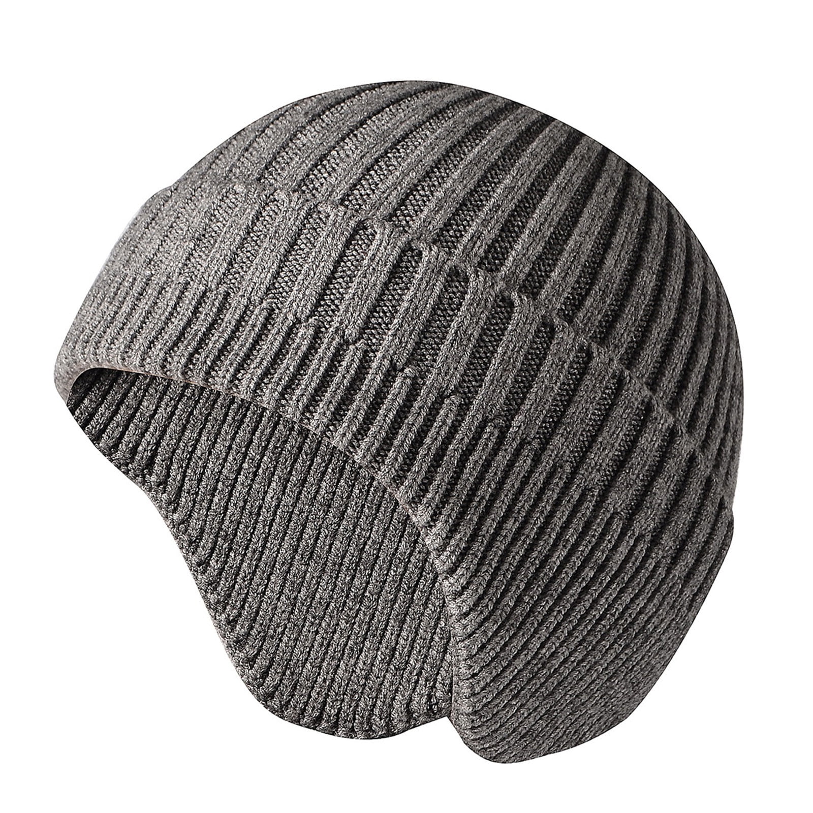 WMCAPS Winter Beanie With Fleece Lining, Brim And Ear Flaps Warm Thermal Hat For Men Women Outdoor Stocking Cap Slategrey