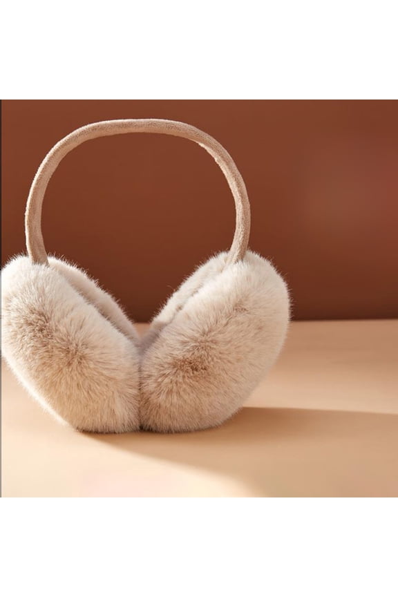 Winter Earmuffs, Czzoypi Warm Foldable Ear Warmers, Puffy Soft Polyester Ear Protection Cute Stylish Portable, Beige